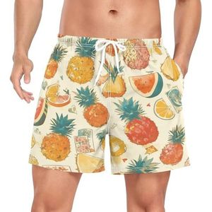 Niigeu Kunst Abstract Ananas Fruit Zwembroek voor heren Sneldrogend met Zakken, Leuke mode, XL