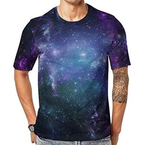 Blauw Paars Galaxy Heren Grafisch T-shirt Korte Mouw Crewneck Print Casual Tee Tops 5XL