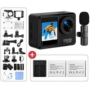 Actiecamera, AX9 Actie Camera 5K 30FPS Met Afstandsbediening Draadloze Microfoon EIS Cam Waterdicht Touchscreen Video Opnemen Motorfiets fiets(Standard,Bundle 4)