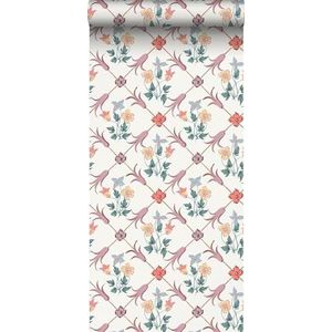 behang bloemen multicolor op wit 53 cm x 10.05 m - van Sanders & Sanders