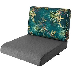 PillowPrim, Kussen voor rotanstoel, outdoor, kussen, pallets, zitkussen, rotanmeubels, grafiet + grasgroen, 70 x 70 cm