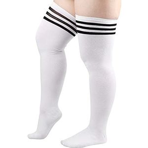 DRESHOW Plus Size Dij Hoge Sokken Gestreepte Over de Knie Lange Boot Kousen Knie Hoge Buis Sokken Beenwarmers voor Vrouwen