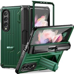 Telefooncase Rugged Case Armor for Samsung Galaxy Z Fold 3 5G, Full-Wrap Heavy Duty Drop-Proof Flip Case Cover met ingebouwde [Kickstand] [Screen Protector] [S Pen Holder] [Scharnierbescherming] (Col