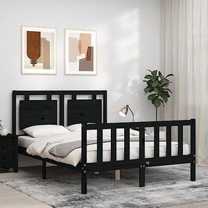 SMTSEC Bedden & accessoires Bedframe met hoofdeinde, zwart, 120x200 cm, massief houten meubels