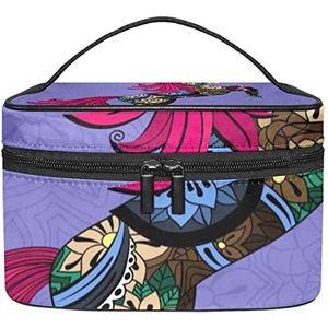 Paardenregenboog paarse make-up organizer tas, reismake-up tas organizer case draagbare cosmetische tas voor vrouwen en meisjes toiletartikelen, Meerkleurig, 22.5x15x13.8cm/8.9x5.9x5.4in