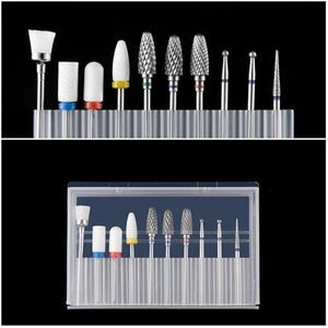 Mozulon 10 stuks wolfraamcarbide nagelboorbits diamantpolijstkop nagelverzorgingsfrees for manicure(10pcs)