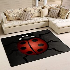 Vloerkleed 100 x 150 cm, rode lieveheersbeestjes insecten woonkamer tapijt print welkomstmat decoratie vloertapijt, voor woonkamer, binnen en buiten
