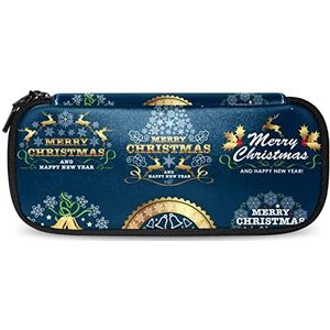 Kerst emblemen Badges Labels met blauwe achtergrond PU lederen etui briefpapier