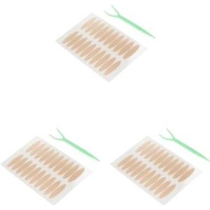 3 Set van 200x onzichtbare vezel dubbele ooglid lift strips tape zelfklevende stickers breed, huidskleur