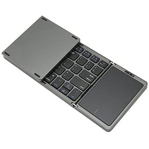 Opvouwbaar Bluetooth-Toetsenbord Met Touchpad, 3 Gevouwen Draadloos Met Magnetische Sluiting voor IOS, Android en (Grijs)