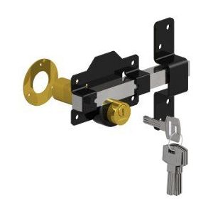 GATEMATE® Premium Long Throw Lock - Dubbele vergrendeling, roestvrij staal/zwart, 2"" (50mm)