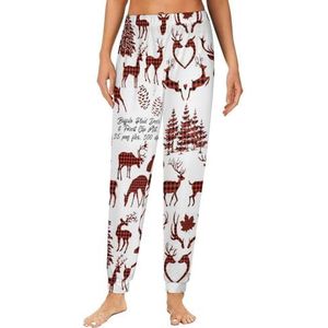 Buffalo geruite herten dames pyjama lounge broek elastische tailleband nachtkleding bodems print