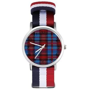 Rode Schotse Plaid Automatische Horloge Voor Mannen Vrouwen Mode Quartz Horloge Armband Polshorloge Voor Thuiskantoor