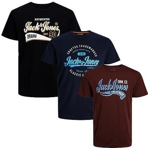 JACK & JONES Heren T-shirt 3 stuks grote maten grote maten ronde hals T-shirt 2XL 3XL 4XL 5XL 6XL 7XL 8XL, Set van 3 grote maten # 77., 8XL