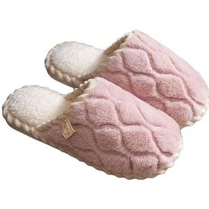 JadeRich Vrouwen Mannen Zachte Comfortabele Faux Bont Antislip Slippers Gezellige Warme Pluche Anti-Skid Huis Schoenen voor Unisex, roze, 2/3 UK