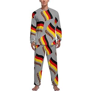 Duitsland vlag zachte heren pyjama set comfortabele lange mouwen loungewear top en broek geschenken M