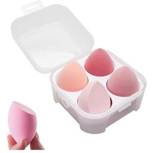 Wangyaohan 4 Stks Droog en Nat Gebruik Make-up Spons Set Blender Beauty Foundation Blending Spons voor Vloeistof, Crème en Poeder met Ei Houder Doos