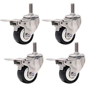 Caster Furniture Caster Wheels Heavy Duty zwenkwielen Industriële set van 4 Orsnitureer vervangingswiel, for karren, werkbank, trolley, draadsteelhoogte 25 mm, zwart (zwart