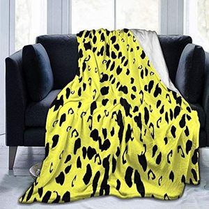 Luipaard Zwart Geel Flanel Fleece Gooi Dekens, Zachte Warme Dekens Sprei/Bedhoes/Lakens 200x150cm
