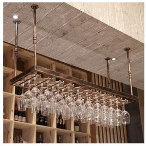 Plafond Wijnglasrek, Verstelbare Wijnhouderkast, Wijnglas Droogrek, Plafondgemonteerde Hangende Wijnfleshouder Champagne Glazen Rek Bar Thuis (Color : Brass, Size : 50cm)