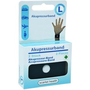 Scarlet Health Acupressuurband Sea, 1 paar elastische armbanden voor gebruik aan de pols, voor kinderen en volwassenen, discrete reisgenoot (zwart, L)
