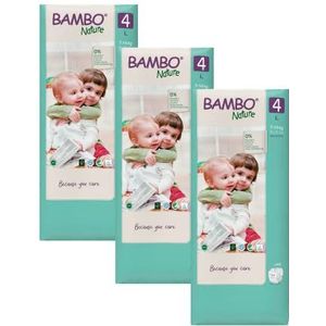 Bambo Nature Premium eco-luiers, milieuvriendelijke duurzame luiers, verbeterde lekbescherming, veilige en comfortabele babyluiers, veilig en comfortabel - maat 4 luiers (7-14 kg), maxi, 144 PK