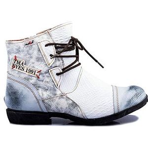 TMA 1877 Modieuze dames laarzen boots schoenen leer wit alle maten 36-42
