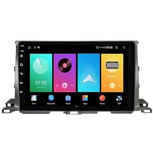 Dubbele DIN Android 14 autoradio voor Toyota Highlander 2013-2018 9 Duim QLED Touch screen-met Draadloze Carplay Android Auto GPS navigatie 4G WiFi Stuurwielbediening achteruitrijcamera(P2 WIFI 4-Core