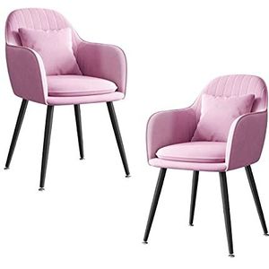 GEIRONV Zwarte metalen benen Dining stoel Set van 2, for woonkamer slaapkamer appartement make-up stoel met kussen fluwelen keukenstoel Eetstoelen (Color : Purple)