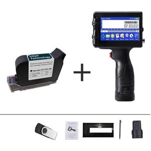 Mini Inkjet Printer 12,7/25,4 mm labelprinter, handheld inkjetprinter, QR-balk lotnummer logo patroon codering machine draagbaar instelbare afdrukhoogte(With 1 ink 25.4mm)