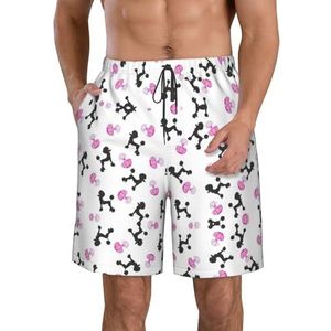 FRGMNT Groep Marokkaanse geometrische print heren sneldrogende zwemshorts strand korte plank spa shorts stretch gym shorts surfen short, Girly Roze Parfum Fles en Poedel, XXL