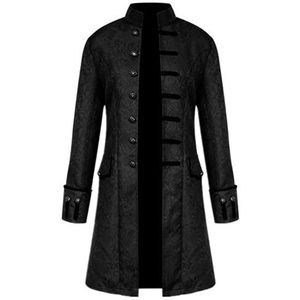 PPPPA Oversized Gothic Heren Steampunk Feest Bovenkleding Print Slipjas Jas Supply Carnaval Halloween Kerst Uniform Mannen Punk Retro Jassen Steampunk Jas met lange mouwen Jas Kostuum