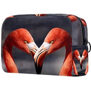 Multifunctionele draagbare mode make-up tassen flamingo liefde cosmetische tas zakje voor vrouwen meisjes opslag organizer voor portemonnee reizen toilettas accessoires organizer
