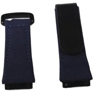 LUGEMA 25 Mm Heren Nylon Canvas Stiksels Lederen Horlogeband Compatibel Met Horloge Horlogeband Band Armband Gesp Vastgeschroefd (Color : Dark Blue strap, Size : 25x20mm)