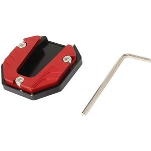 Motorfiets Kickstand Pad Anti-slip Vergroter Basis Ondersteuning Verlenging Vergroter Scooter Bromfiets Voet Pad CNC Aluminiumlegering(Red)