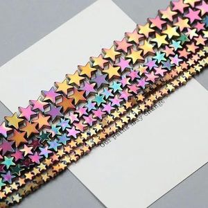 Natuursteen Goud kleur Veelkleurig Pentagram Hematiet Kralen Sterren Losse Spacer kralen voor Sieraden Armband Maken DIY Armband-Rose Rood-4mm 110pcs 1Stran