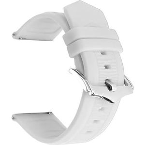 Liikkuva silikonilevy Siliconen band Sport siliconen horlogeband 16 mm 18 mm 19 mm 20 mm 21 mm 22 mm Quick Release polsband Zacht rubber horlogeband riem(WHITE,18mm)