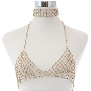 Hoofd Ketting Sexy Body Chain met Rhinestone Bra Crystal Luxe Sieraden Kist for Ornamenten Decoratie Dames Sieraden Hoofdketting (Style : GoldBraAndChoker)