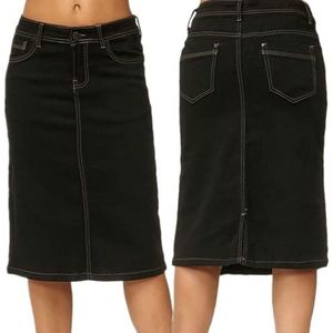 Denim rok vrouwen casaul stretch knielengte