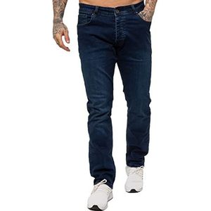 989Zé ENZO Heren stretch rechte pijpen normale pasvorm klassieke denim jeans alle taille maten, Mid Blauw, 38W / 34L