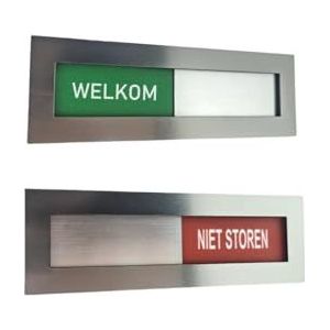 CombiCraft Welkom-Niet Storen schuifbordje met tape 115 x 35 mm, dubbelzijdig tape, niet storen bord voor gedeelde ruimtes, wachtkamers, werkplekken en vergaderruimtes