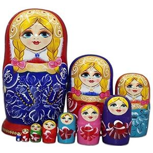 Russische Matroesjka Russische Poppen Mooie Handgemaakte Houten Russische Nestpoppen, Houten Stapelpoppenset Russisch Etnisch Meisje Matroesjka Nesting Poppen