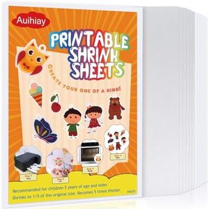 Auihiay 12 stuks afdrukbare krimpfolie vellen krimpfolie papier voor kinderen Pasen Ornament en Moederdag geschenken, 6 wit en 6 semi-transparant, 21 x 29,5 cm