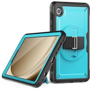 V-MOTA 8,7 inch platte bescherming compatibel met Samsung Galaxy Tab A9 2023 release, SM-X110 SM-X115 SM-X117, schattige siliconen, draagbare 360 graden draaibare elastische band (lichtblauw)
