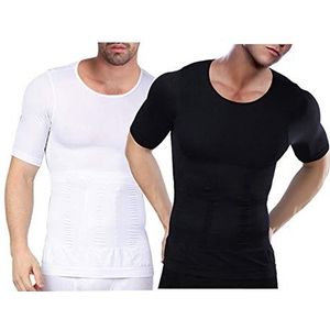 Mens naadloze body shaper compressie vest elastisch Shapewear afslanken shirt - - 2XL