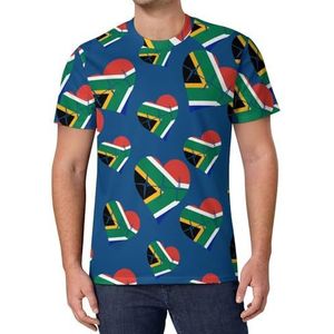 Love South_Africa Heartbeat heren T-shirt met korte mouwen casual ronde hals T-shirt mode zomer tops
