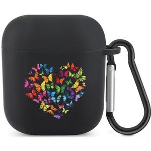 Kleurrijke Leuke Vlinder Hart Leuke Case Voor AirPods 2 & 1 Shockproof Beschermende Hoofdtelefoon Gevallen Cover Met Sleutelhanger Voor Mannen Vrouwen