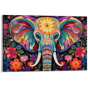 EPEDIC Aquarel bloem olifant canvas muurkunst prints cartoon natuur mooi dier abstract schilderij kunst poster ingelijst kunstwerk voor thuis slaapkamer woonkamer kantoor muur decor