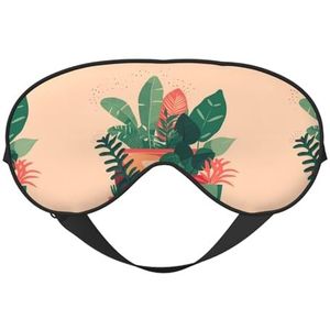 Indoor Kleine Groene Planten Unisex Elastische Verstelbare Gesp Ontwerp Verduisterend Slaap Oogmasker voor Thuis Reizen Yoga Kantoor Nap