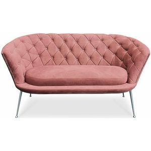 SILKMARKS® Luxe designer sofa met elegante knoopsluiting - fluweelzachte comfortbank - 11 kleurvarianten beschikbaar - waterafstotend en krasbestendig (koraal)